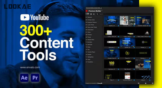 AE/PR脚本-300组视频社交媒体图文元素包装动画预设 YTB Content Tools